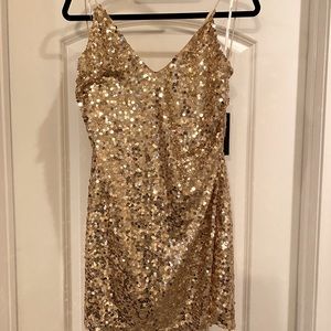 Gold Sequins Cocktail Dress